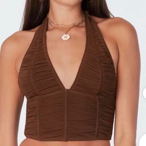Brown open back corset top 🍂